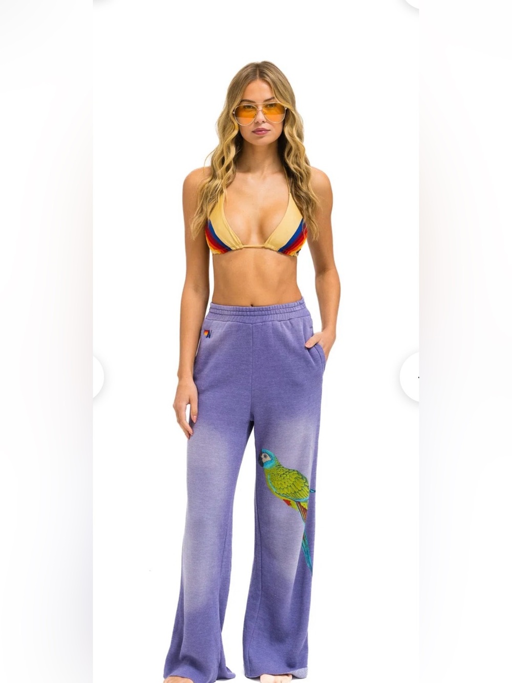 AVIATOR NATION PARROT WIDE LEG POCKET SWEATPANTS - FADED GRAPE
